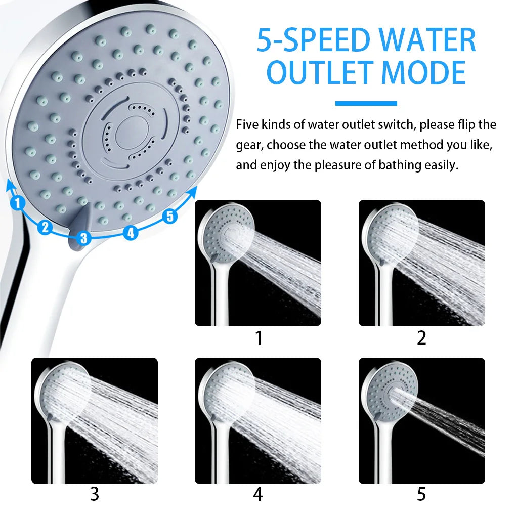 "Spa-Inspired Handheld Shower Head with 5 Adjustable Modes for a Luxurious Bath Experience"