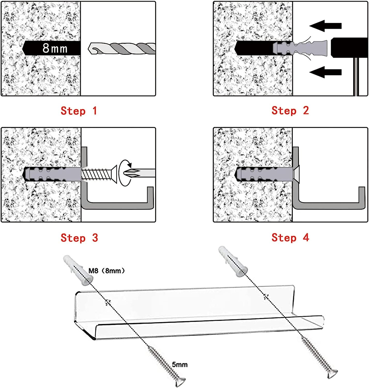 "Clear Acrylic Floating Wall Shelves - Stylish Bathroom Storage and Invisible Bookshelf Combo (2 Pack, 15")"