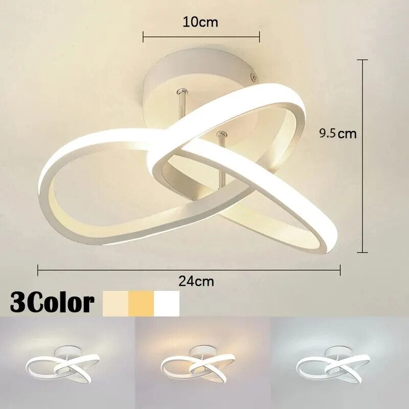 Household LED Chandelier Three Colors Lamp Modern Style Ceiling Lamp Bedroom Light Surface Installation AC 220V Dining Room Lamp