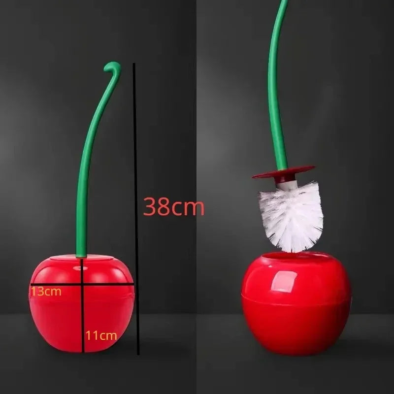 Red Toilet Brush Toilet Holder Bathroom Accessories Creative Lovely Cherry Shape Lavatory Brush Toilet Brush Holder Set